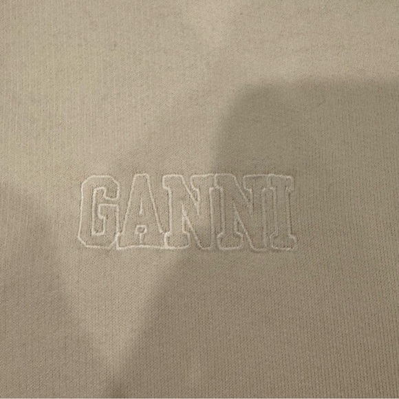 Ganni Isoli Oversized Crewneck Sweatshirt Cream White Size Small Medium Like New - Picture 12 of 13
